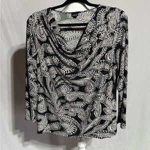 Rafaella Black and White Relaxed Blouse With Graphic Design Size Large
